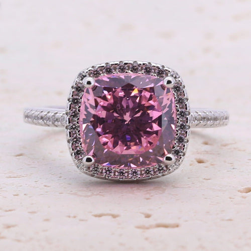 3.5ct Cushion Cut Halo Multi Color Sterling Silver Engagement Ring shine of diamond