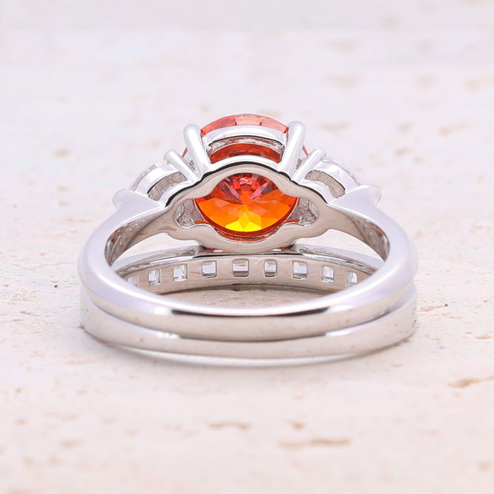 2.0ct Round Cut Red Gemstone Wedding Set in Sterling Silver shine of diamond