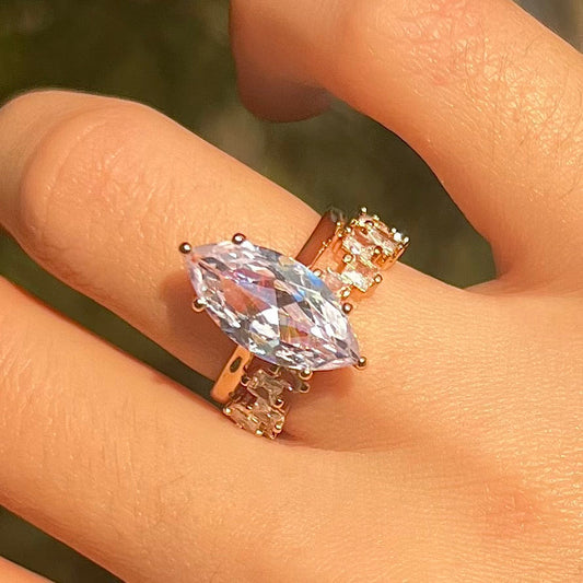 Vintage Marquise Cut Bridal Set In Sterling Silver Shine of Diamond