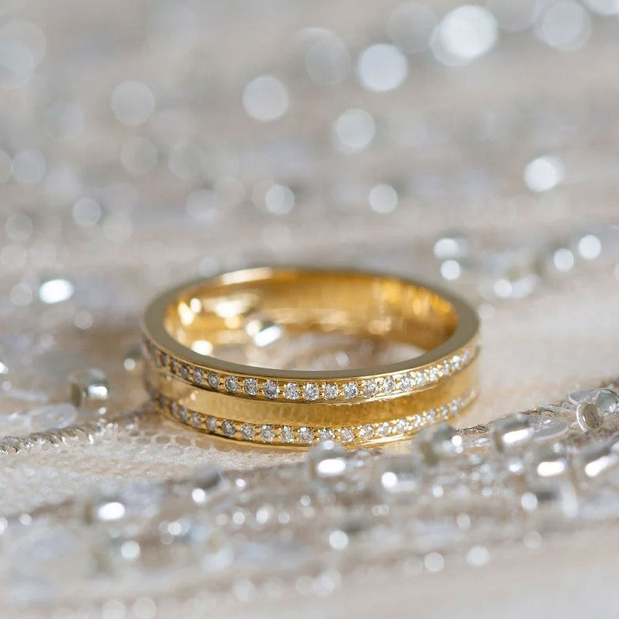 Classic 4mm Golden Tone Wedding Band In Sterling Silver Shineofdiamond