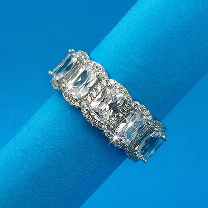 Eternity Radiant Cut Moissanite Sterling Silver Wedding Band shineofdiamond