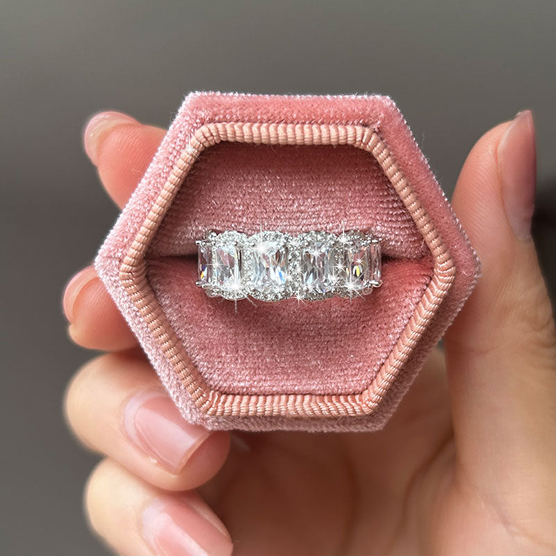 Eternity Radiant Cut Moissanite Sterling Silver Wedding Band shineofdiamond