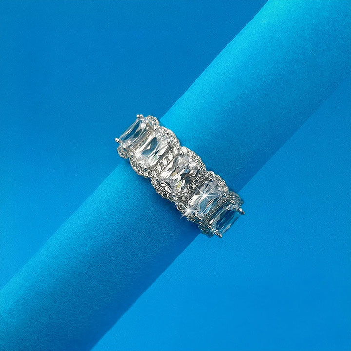 Eternity Radiant Cut Moissanite Sterling Silver Wedding Band shineofdiamond