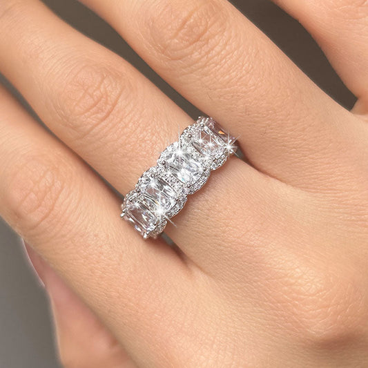 Handmade Halo Radiant Cut Eternity Wedding Band Shineofidamond