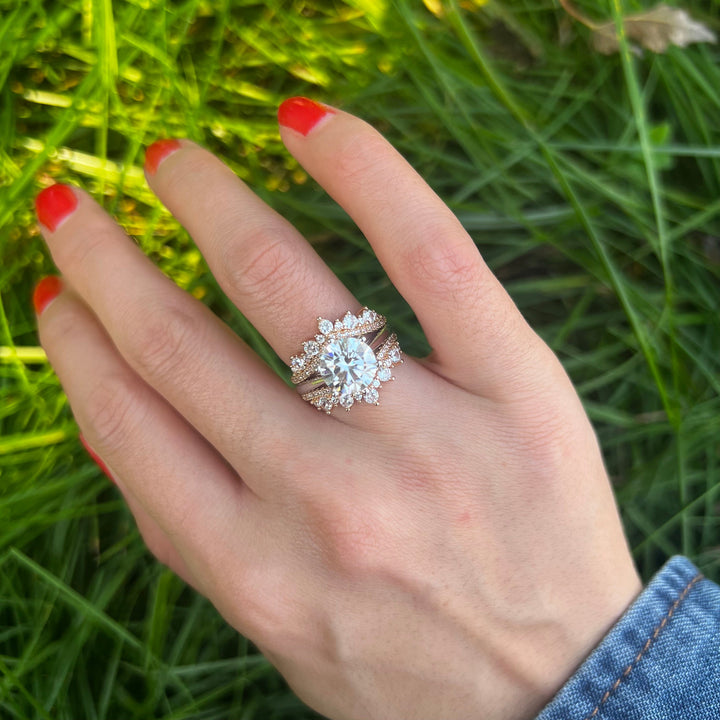 2 Pcs Round Cut Insert Bridal Set In Sterling Silver Shine of Diamond