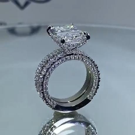 6.0ct Radiant Cut Half Eternity Bridal Set Shineofdiamond