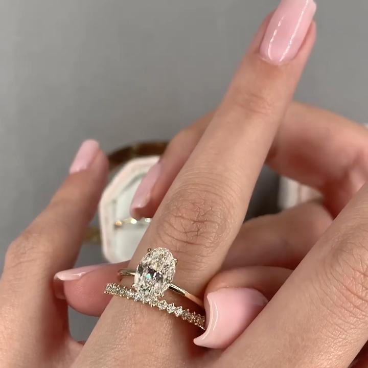 Oval Cut Stack 3pcs Wedding Bridal Set in Sterling Silver shineofdiamond