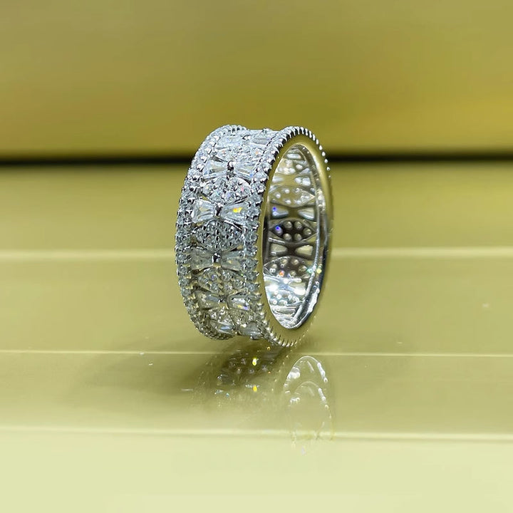 Stylish Sterling Silver Eternity Band with Micro inlays shine of diamond