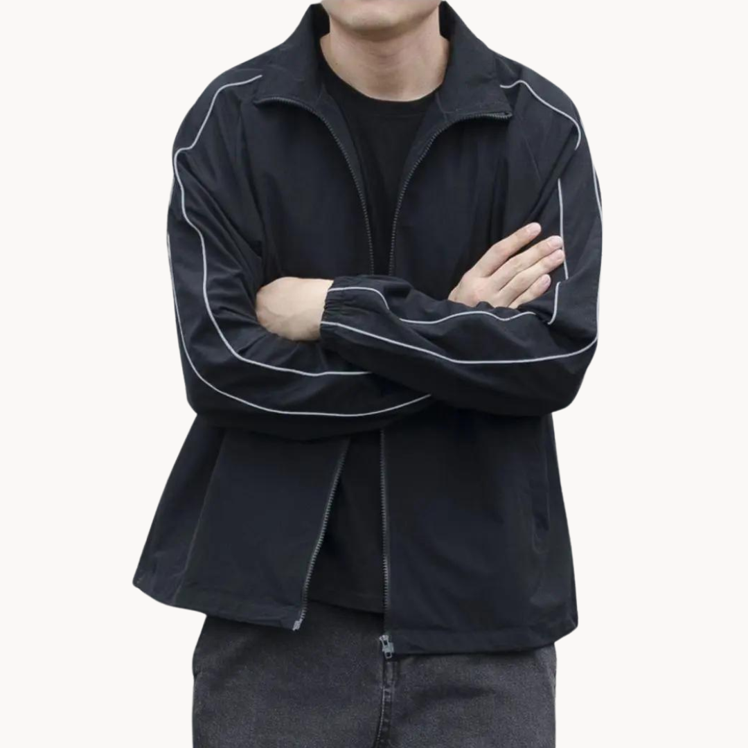 Dash-Stripe Zip-Up Athletic - Track Jacket