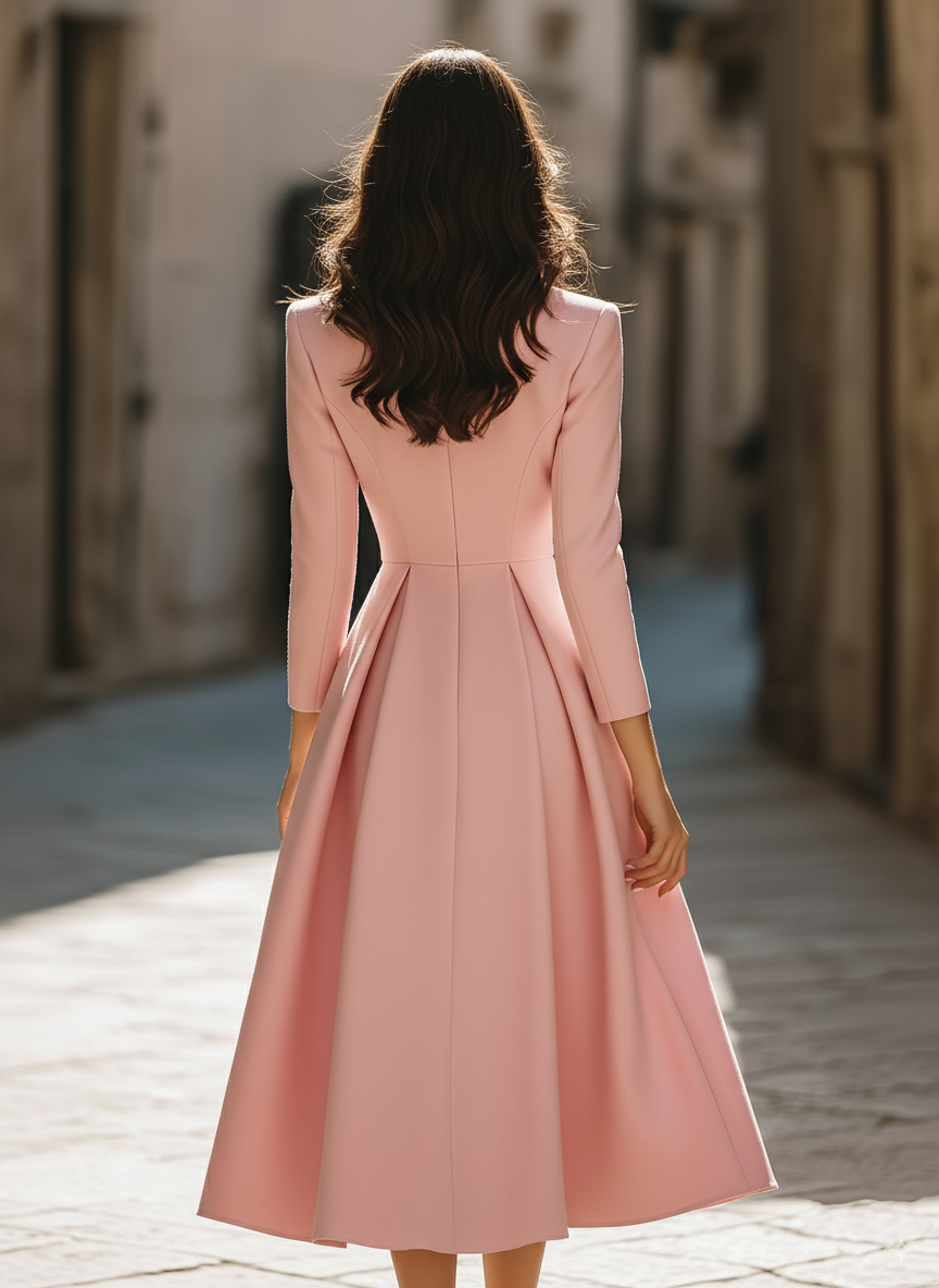 Elegant Pleated Blazer Midi Dress HWT