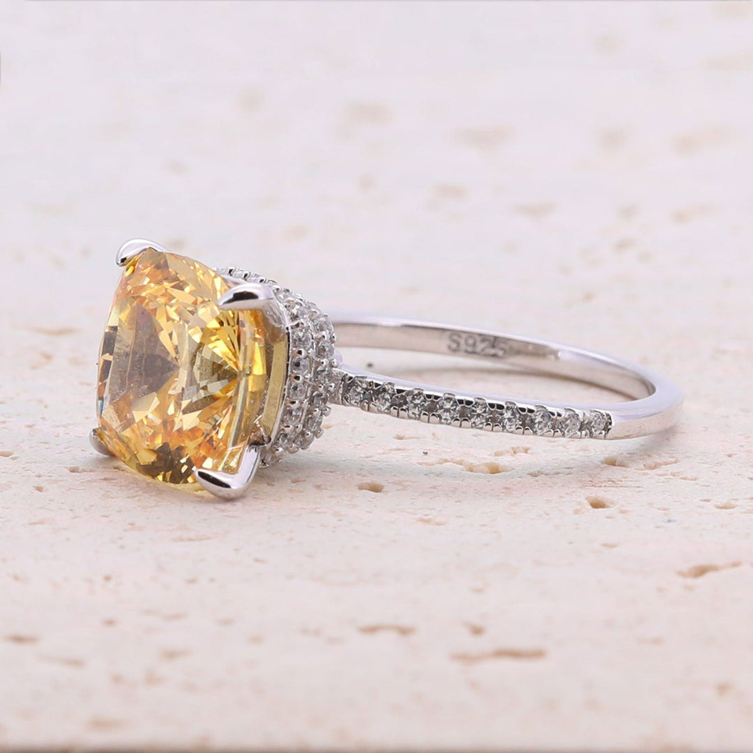 5.0CT Cushion Cut Sterling Silver Engagement Ring with Double Halo(Multi Color Available) shine of diamond