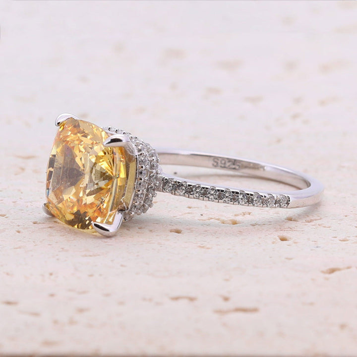 5.0CT Cushion Cut Sterling Silver Engagement Ring with Double Halo(Multi Color Available) shine of diamond
