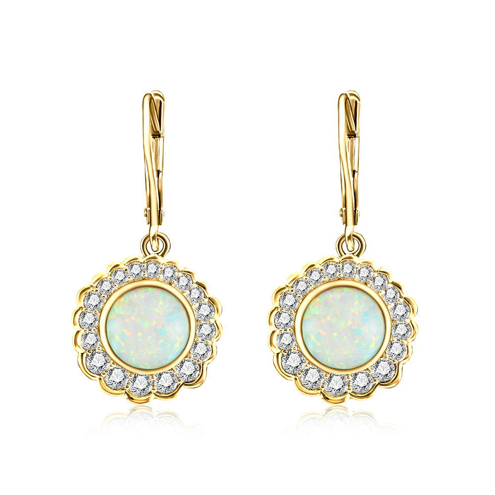 Opal Halo Sterling Silver Drop Earrings Carly Jewelry