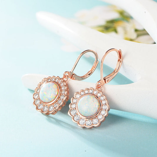 Opal Halo Sterling Silver Drop Earrings Carly Jewelry