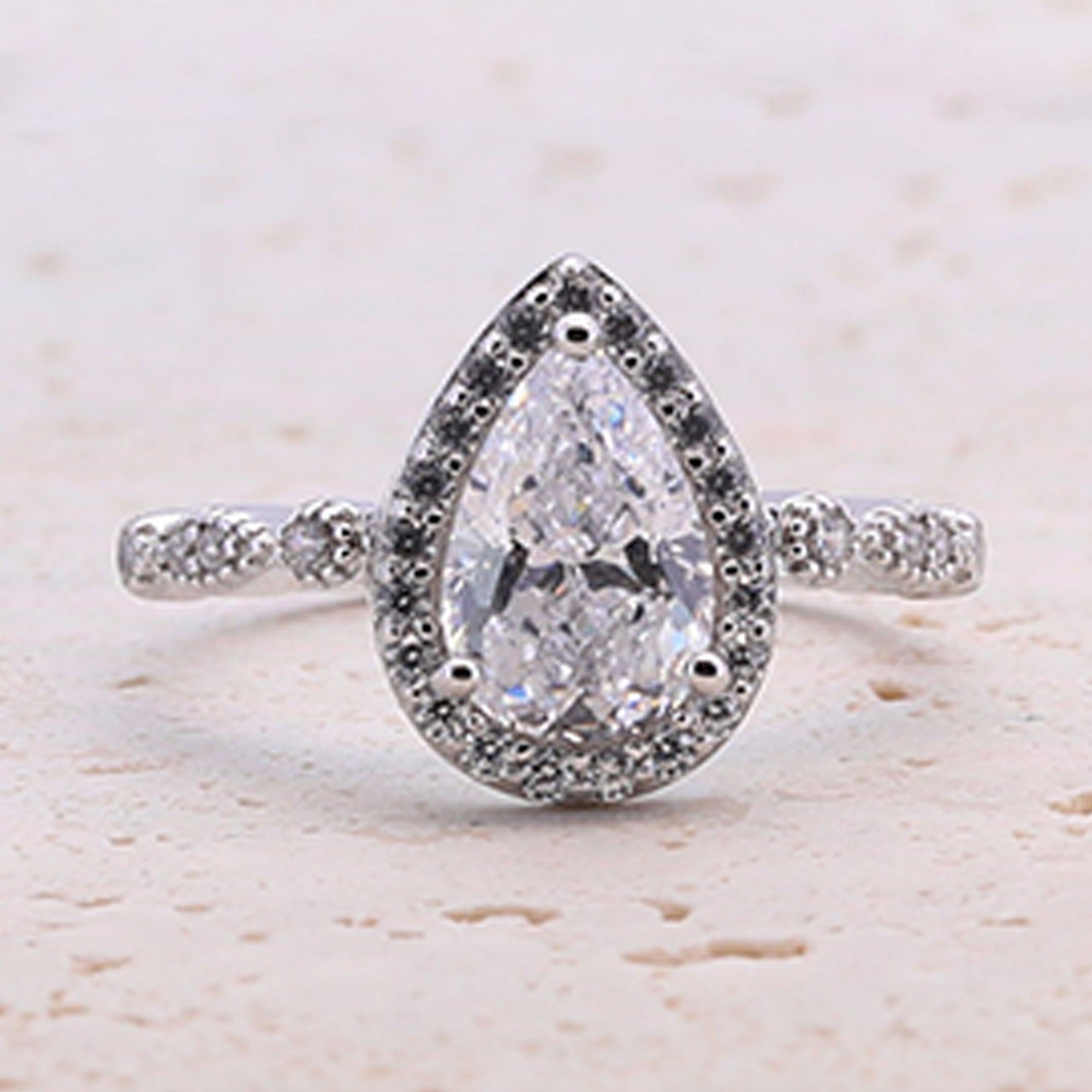 1.5CT Retro Pear Cut Half Eternity Engagement Ring shine of diamond
