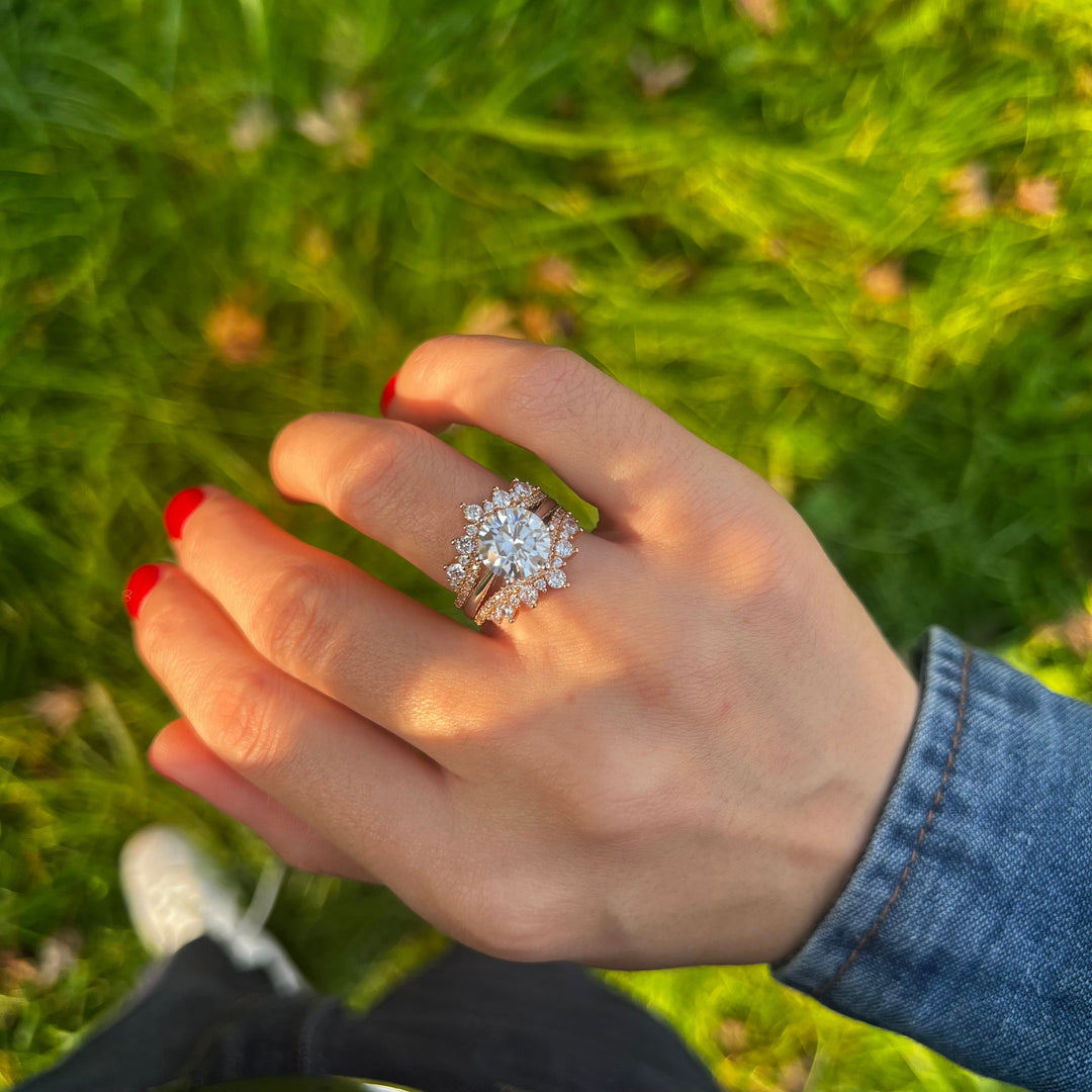 2 Pcs Round Cut Insert Bridal Set In Sterling Silver Shine of Diamond