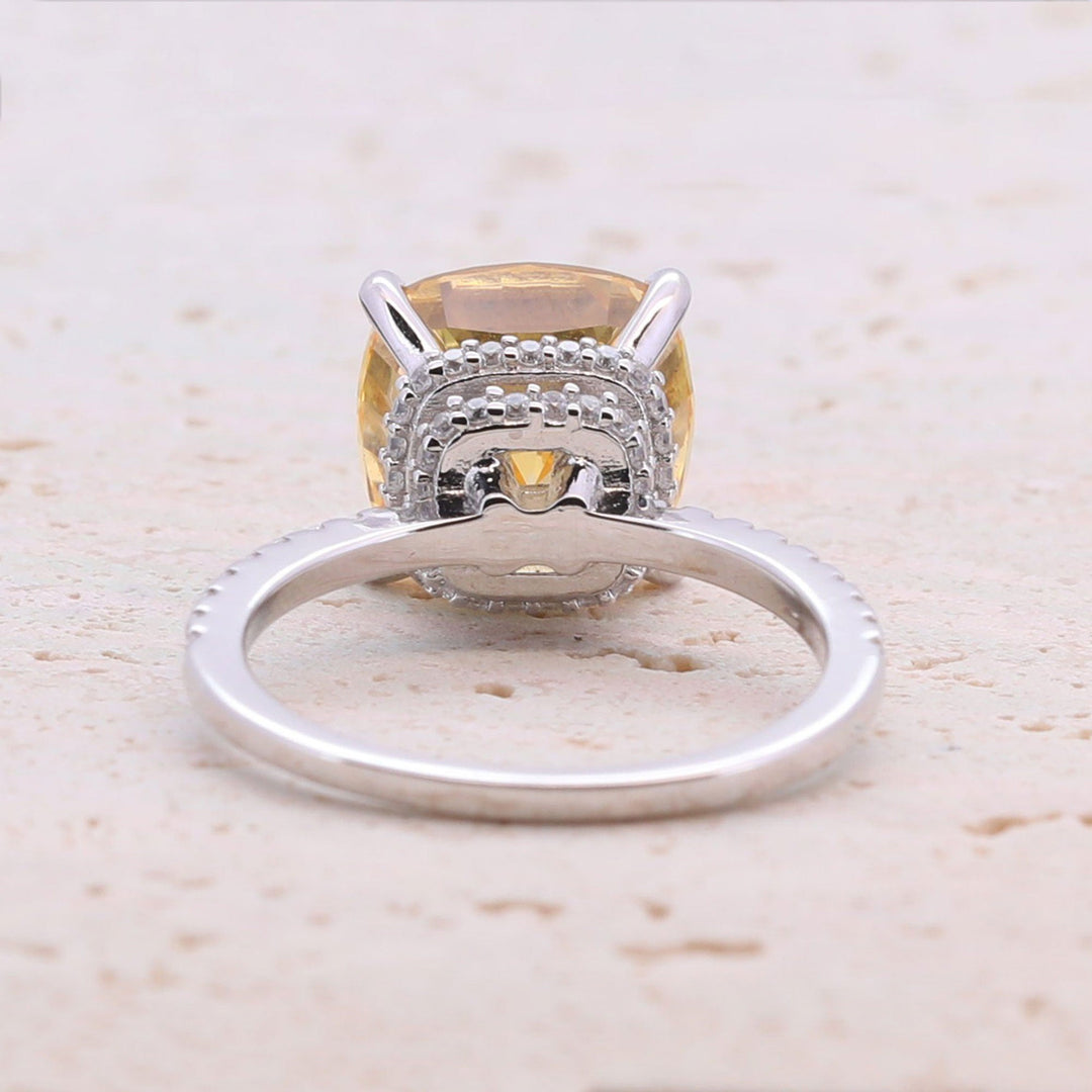 5.0CT Cushion Cut Sterling Silver Engagement Ring with Double Halo(Multi Color Available) shine of diamond