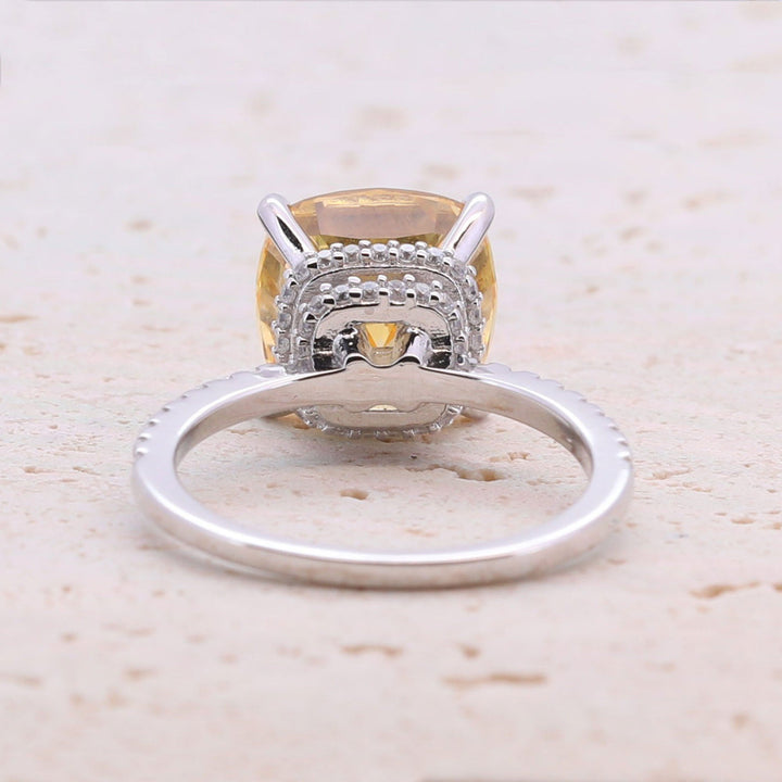 5.0CT Cushion Cut Sterling Silver Engagement Ring with Double Halo(Multi Color Available) shine of diamond