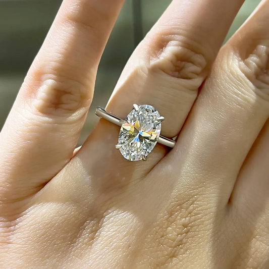 Oval Cut Solitaire Golden Color Engagement Ring In Sterling Silver Shineofdiamond