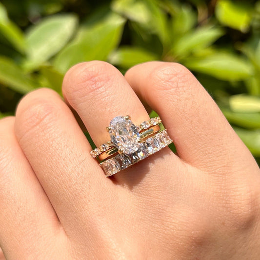 Unique Design Stunning Oval Cut Sterling Silver Bridal Set Carly Jewelry