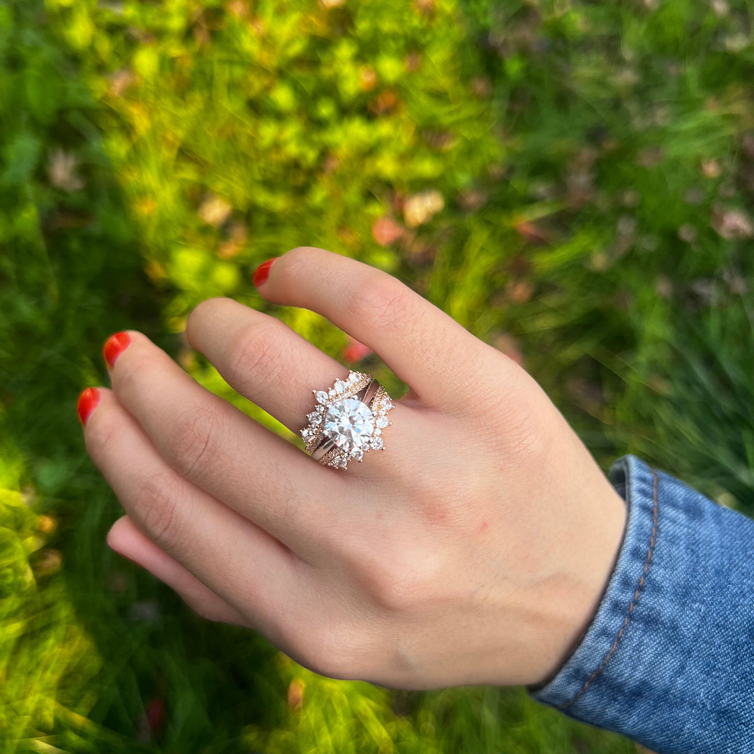 2 Pcs Round Cut Insert Bridal Set In Sterling Silver Shine of Diamond