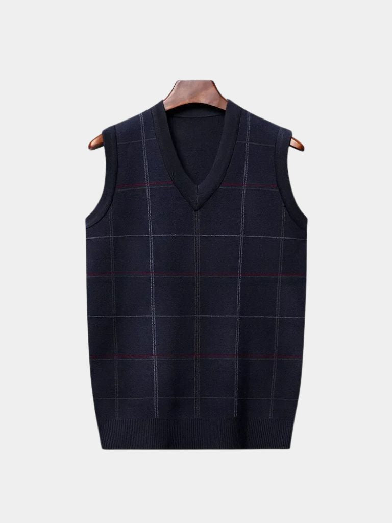 Academic Checkered Knit Vest - Casa  Laro CASA LARO