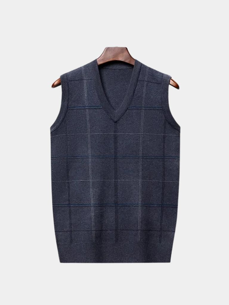 Academic Checkered Knit Vest - Casa  Laro CASA LARO