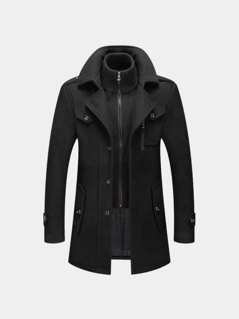 Aristocratic Black Wool Overcoat - Casa  Laro CASA LARO