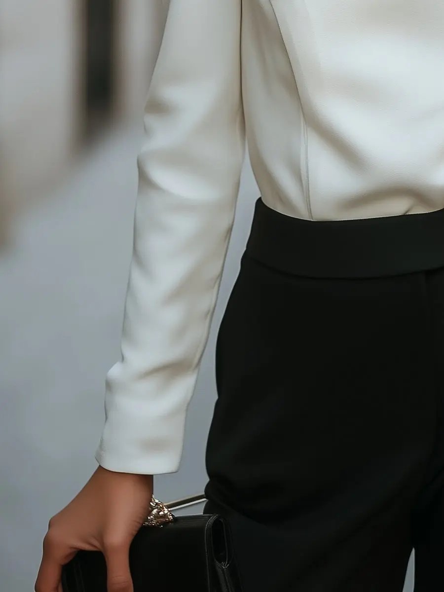 Asymmetric Button-Front White Top - Blouse CASA LARO