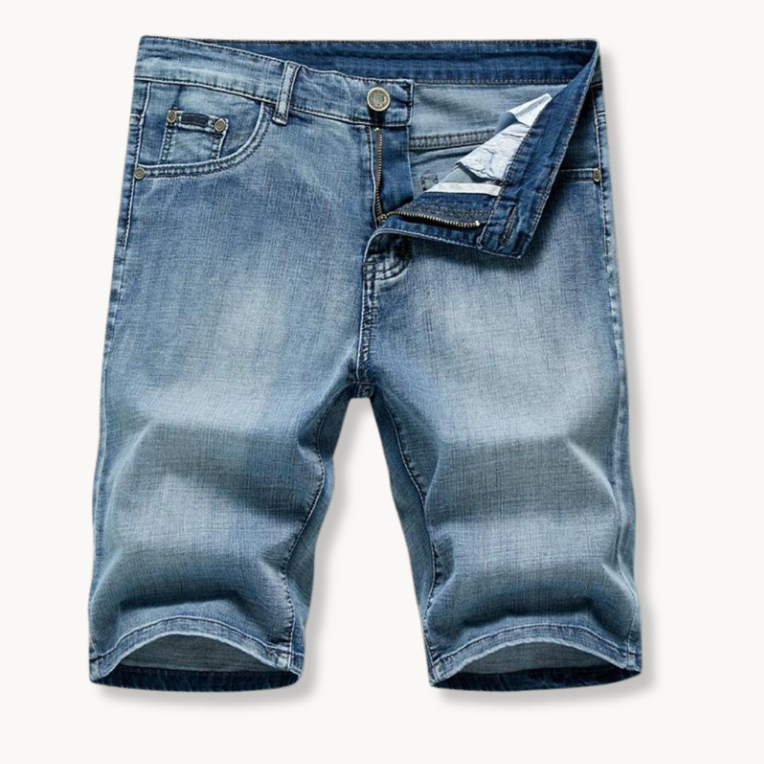 High-Rise Light Wash Frayed Hem - Denim Shorts