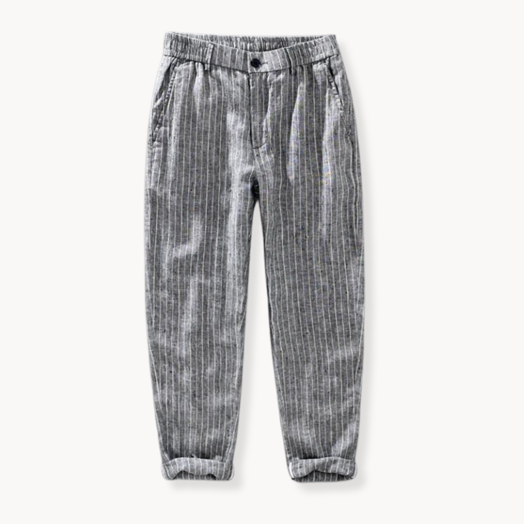 Tailored Striped Linen - Trousers