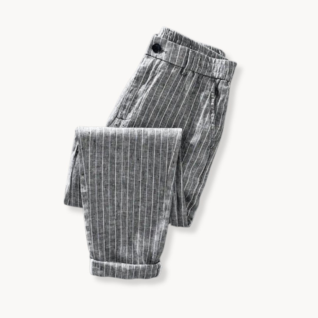 Tailored Striped Linen - Trousers