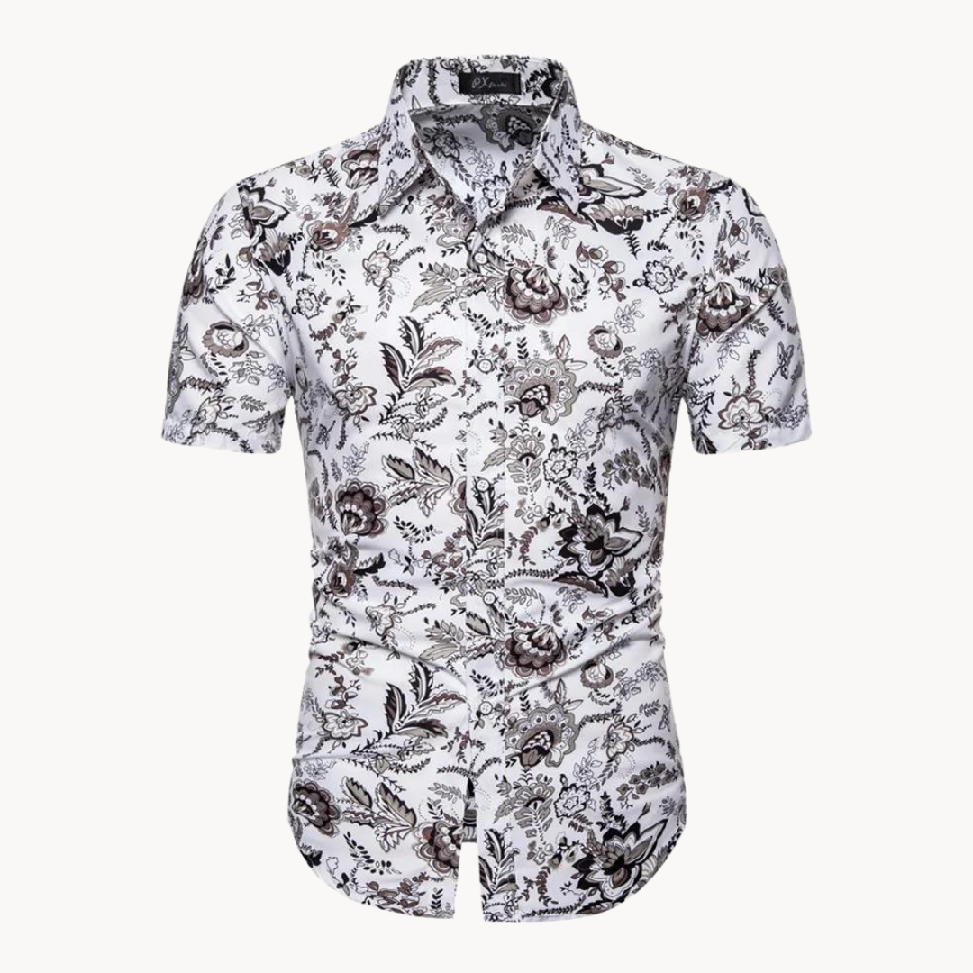 Floral Print Short Sleeve - Polo Shirt