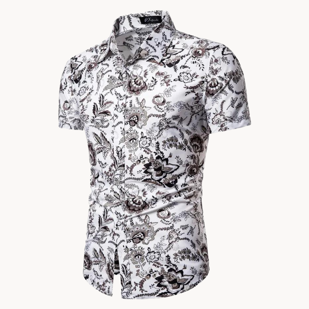 Floral Print Short Sleeve - Polo Shirt
