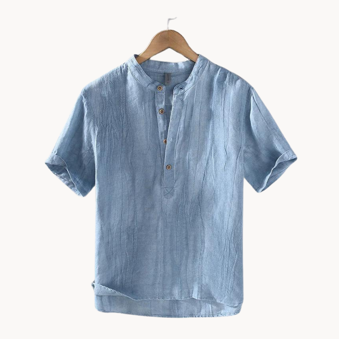 Ocean Blue Pure Linen Button-Down - Shirt