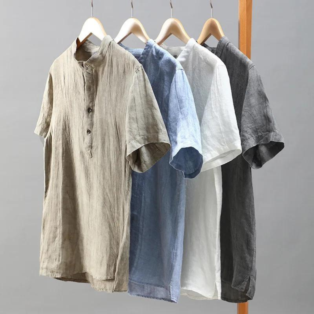 Ocean Blue Pure Linen Button-Down - Shirt
