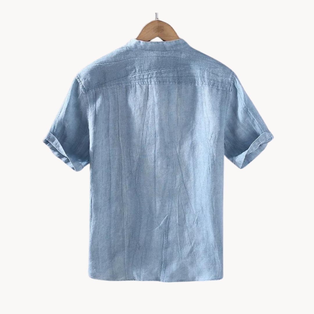Ocean Blue Pure Linen Button-Down - Shirt