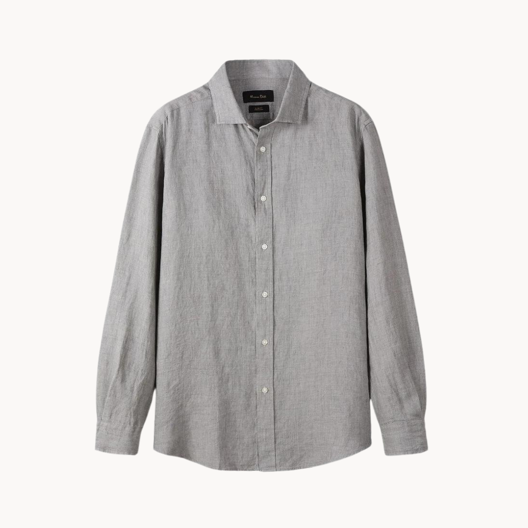 Linen-Cotton Spread Collar - Shirt