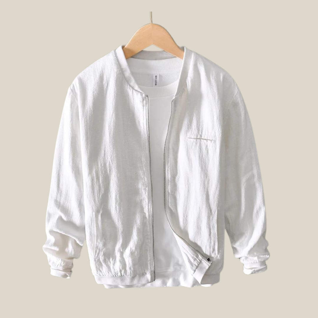 Linen-Blend Bomber - Bomber Jacket