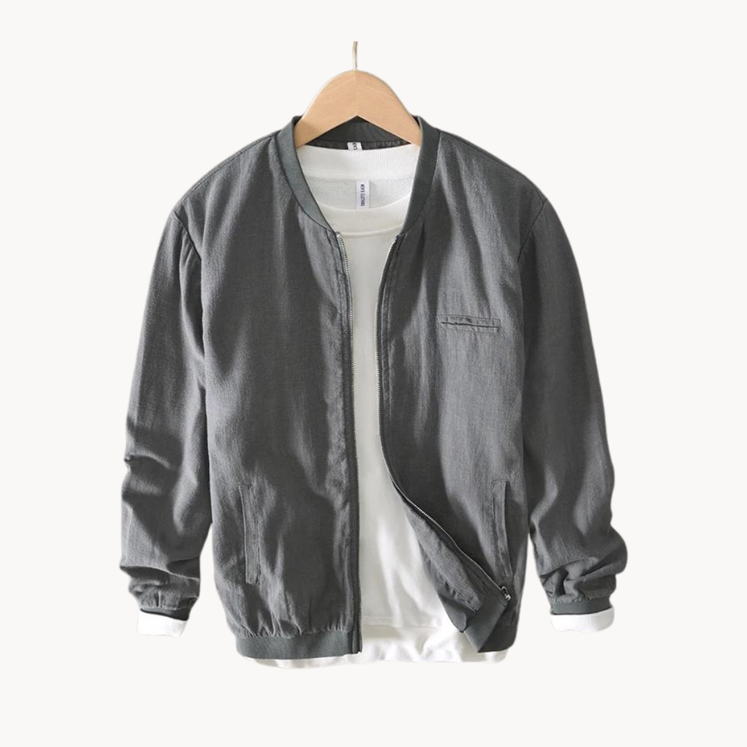 Linen-Blend Bomber - Bomber Jacket