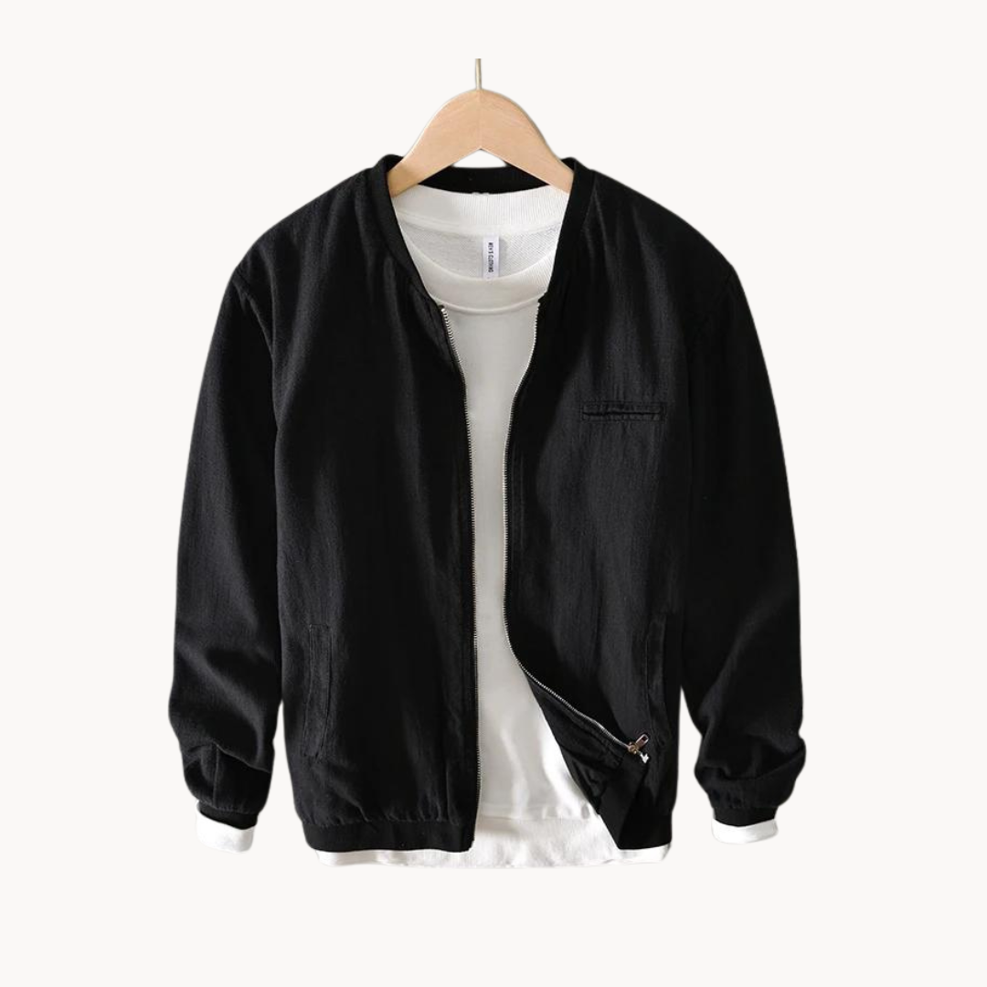 Linen-Blend Bomber - Bomber Jacket