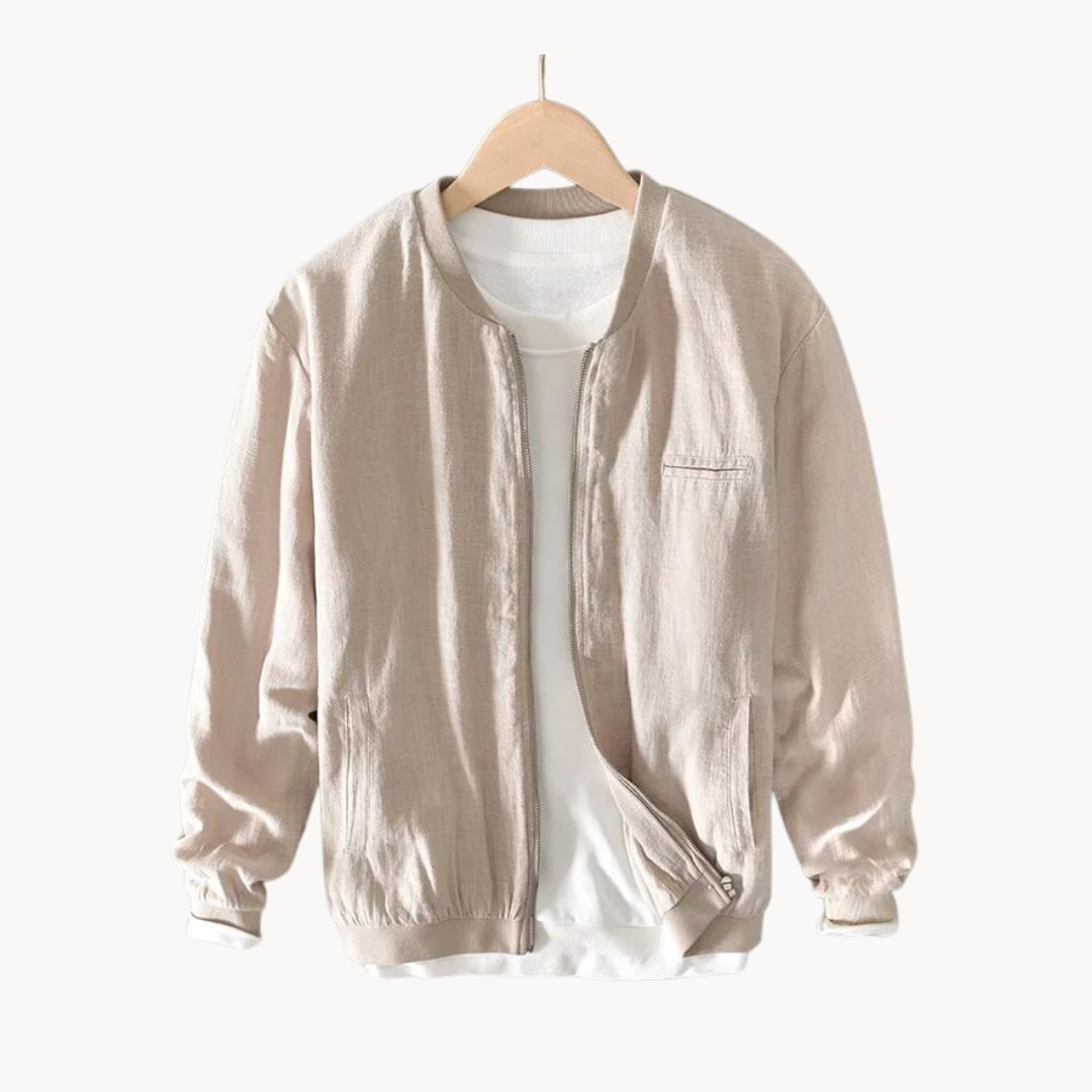Linen-Blend Bomber - Bomber Jacket