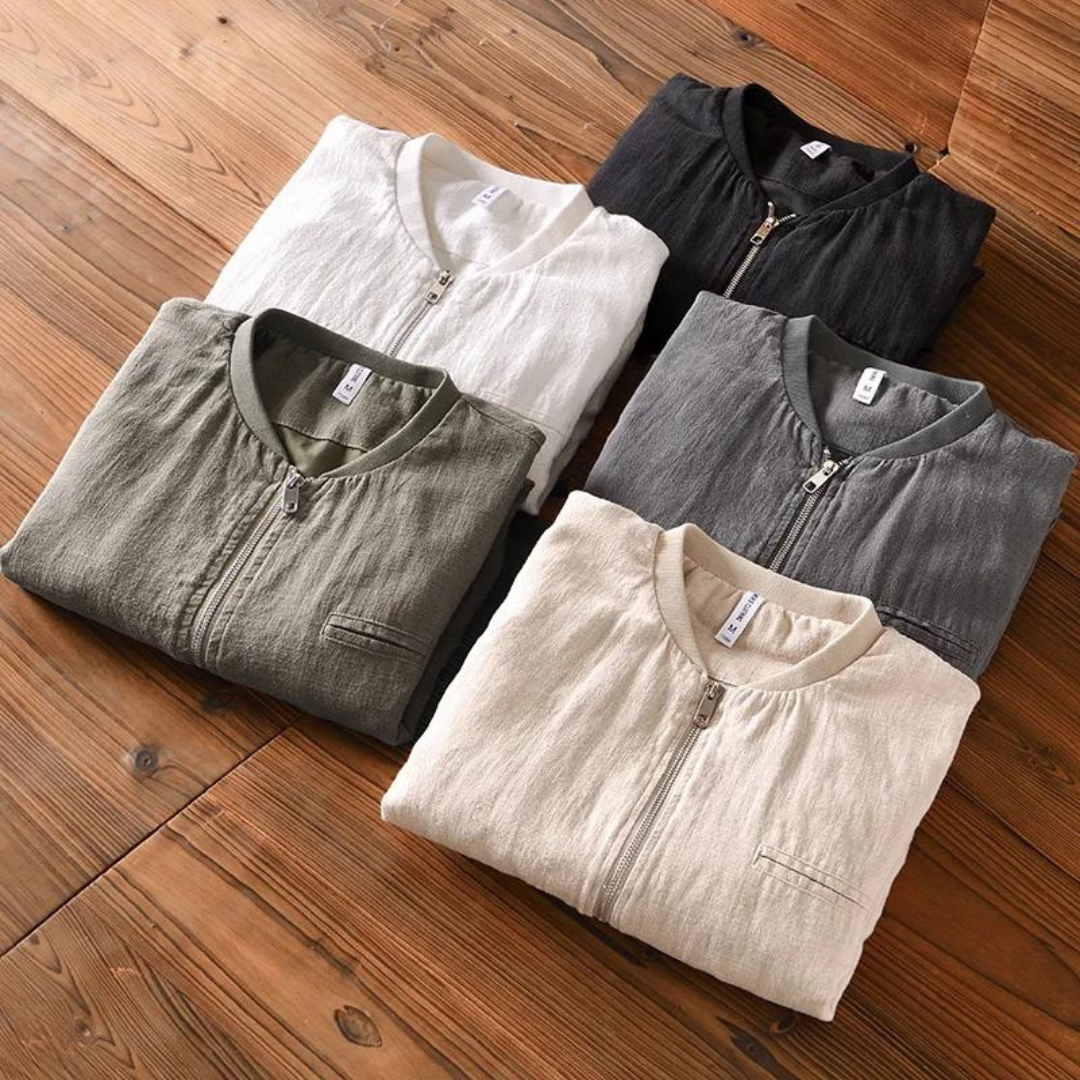 Linen-Blend Bomber - Bomber Jacket