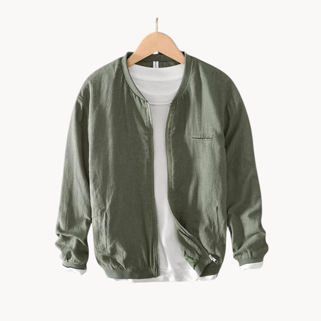 Linen-Blend Bomber - Bomber Jacket
