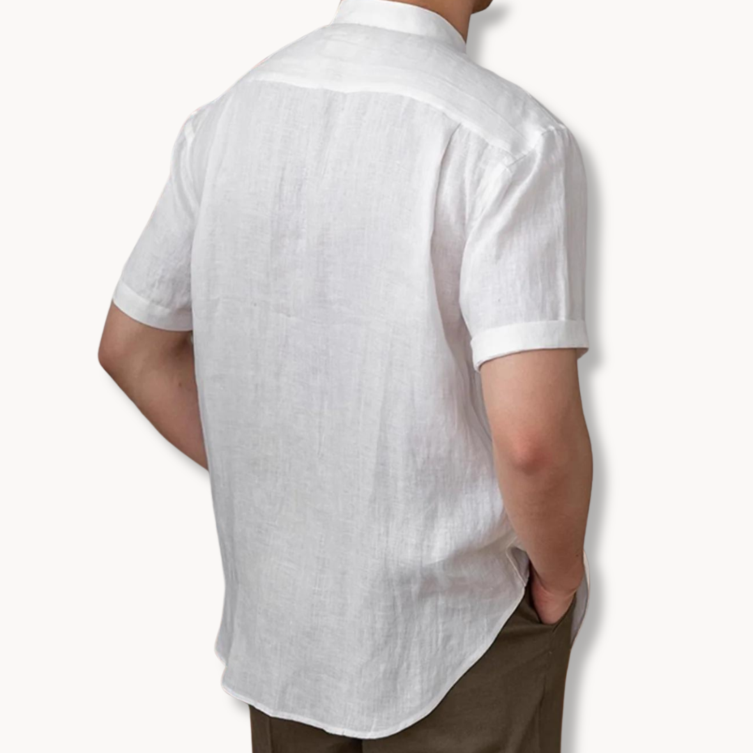 Band Collar Button-Front - Shirt