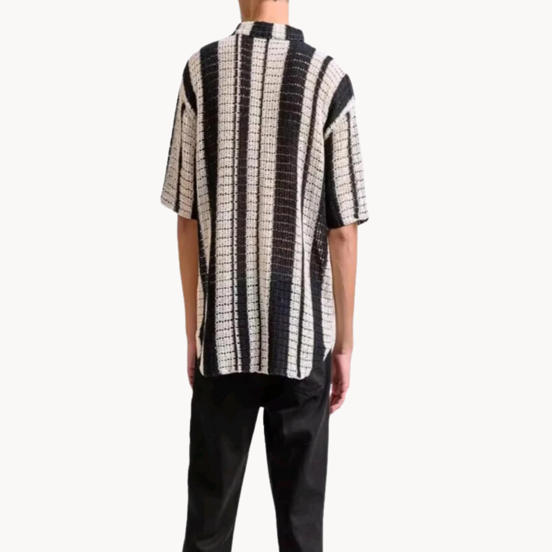 Striped Full-Placket Button-Up - Shirt