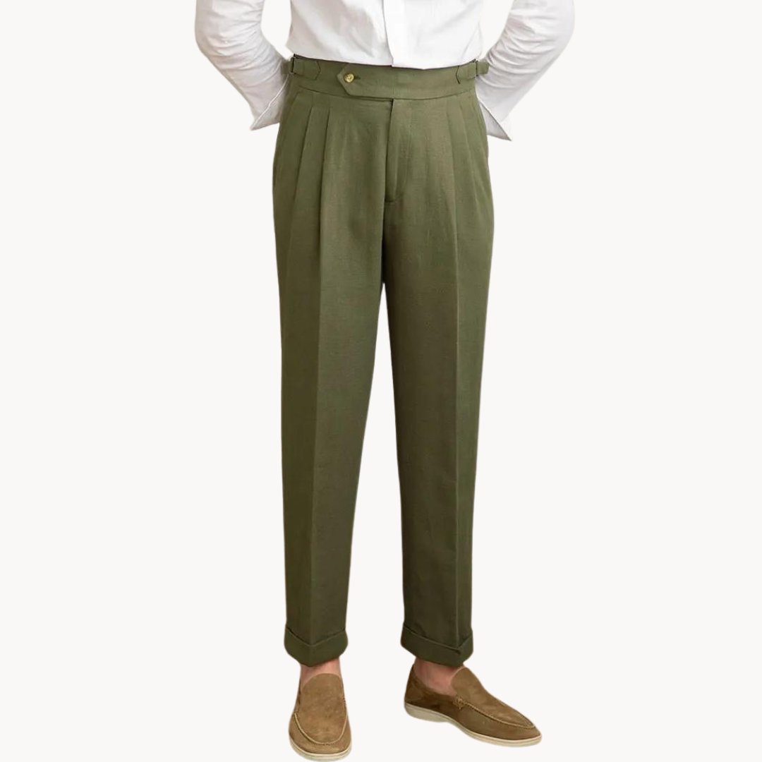 Linen-Cotton - Pleated Trouser