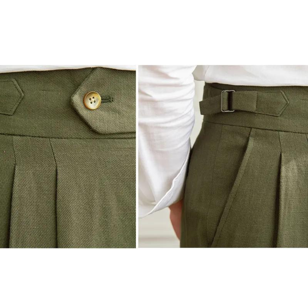 Linen-Cotton - Pleated Trouser
