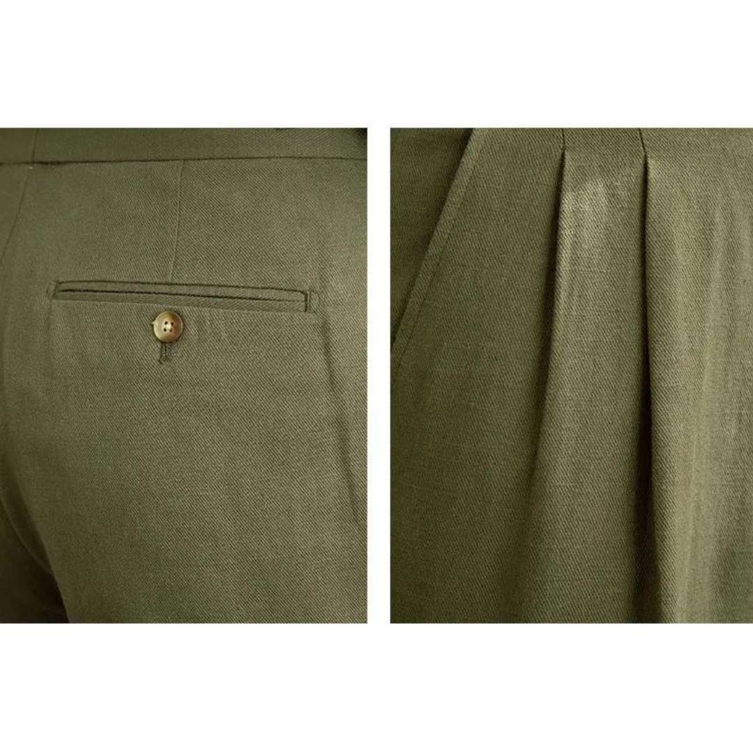 Linen-Cotton - Pleated Trouser
