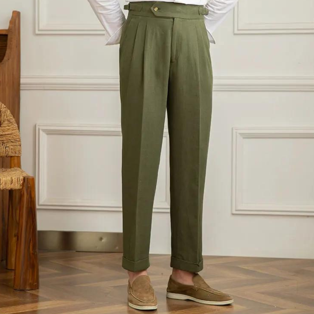 Linen-Cotton - Pleated Trouser
